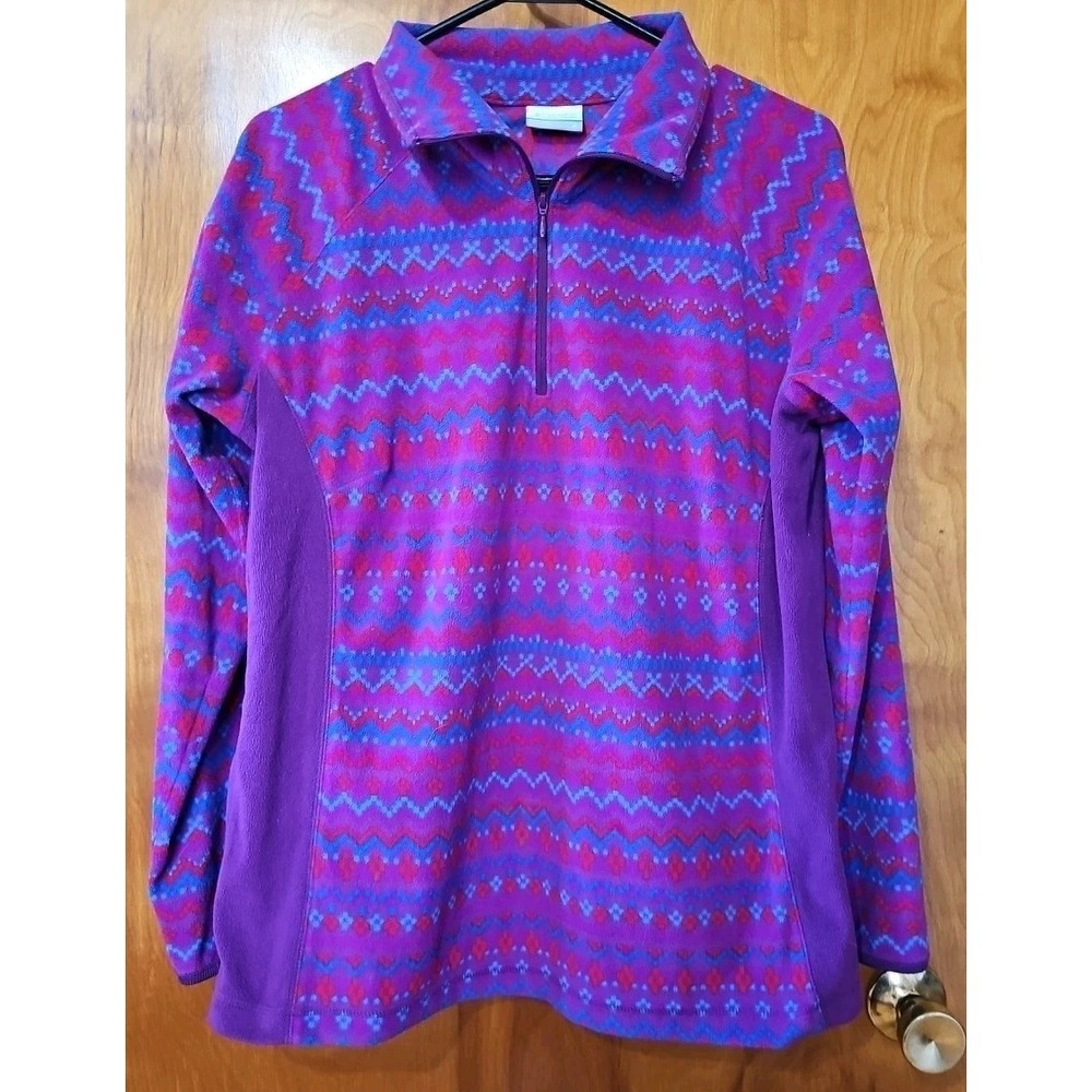 Columbia Women Sz XL Glacial Purple Fleece Jacket 1/4 Zip Pullover Warm